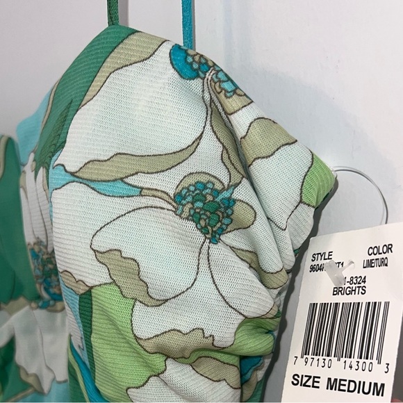 Vintage Y2K green floral midi dress medium - Picture 4 of 11